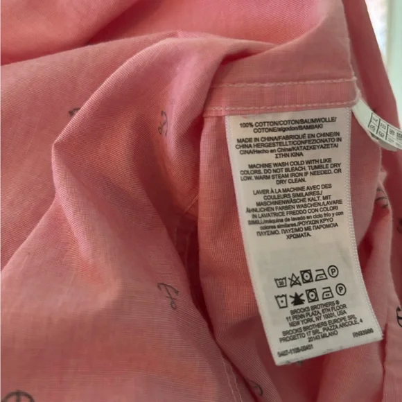 Brooks Brothers pink navy anchor nautical short sleeve button down size XL - Picture 4 of 4